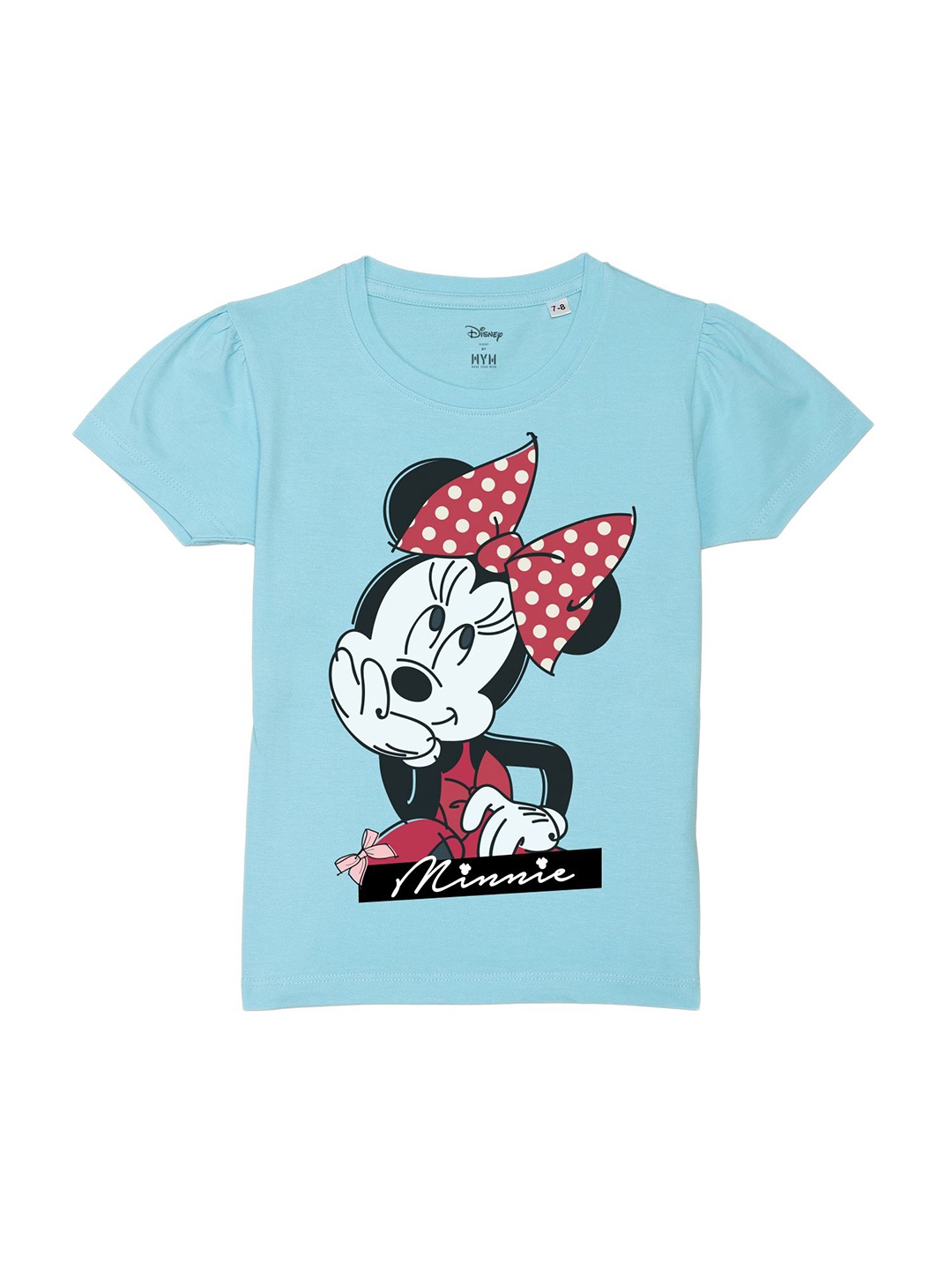 

Disney by Wear Your Mind Girls Minnie Mouse Printed Pure Cotton T-shirt, Blue