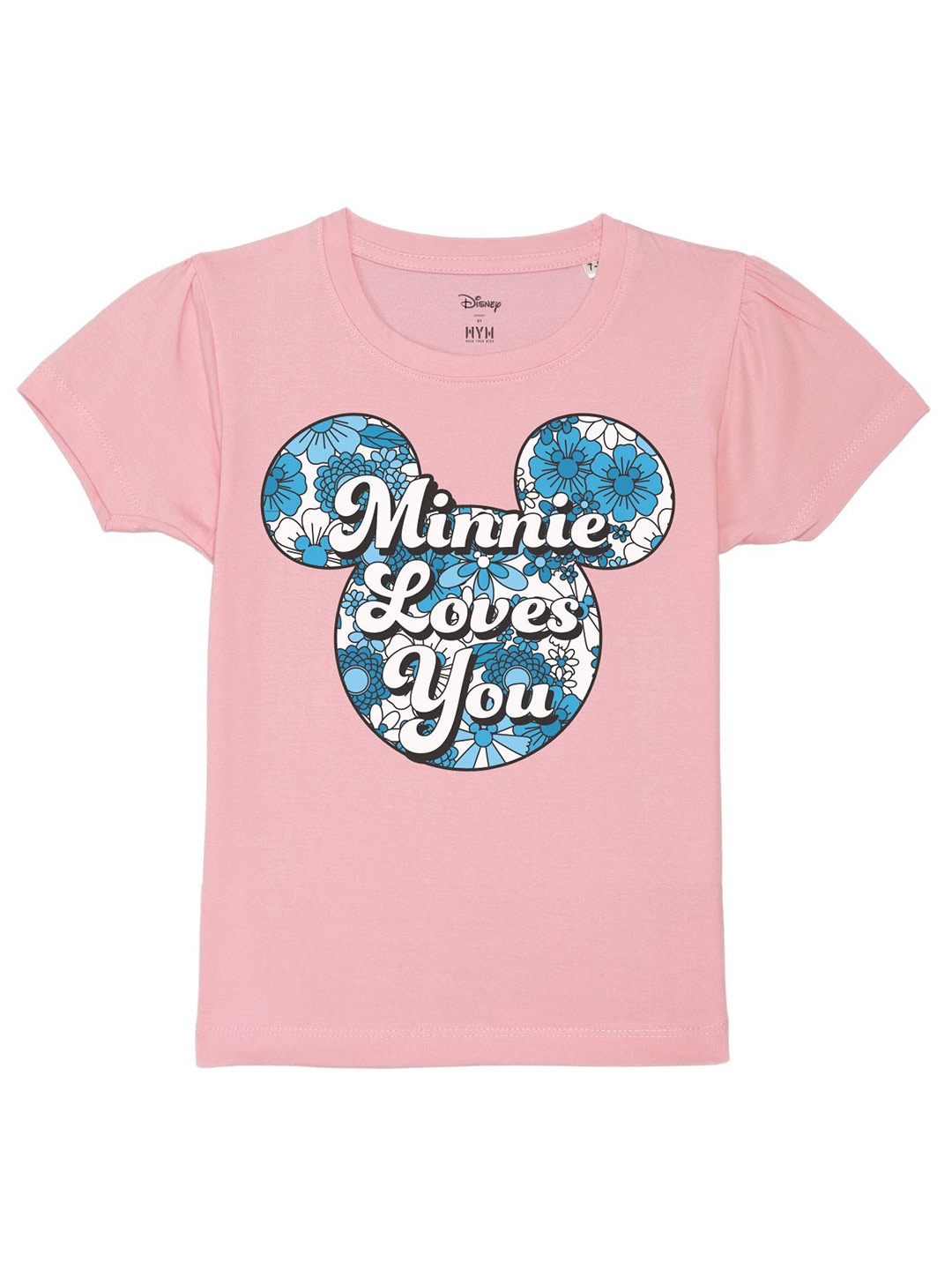 

Disney by Wear Your Mind Minnie Mouse Typography Printed puff Sleeves Pure Cotton T-Shirt, Pink