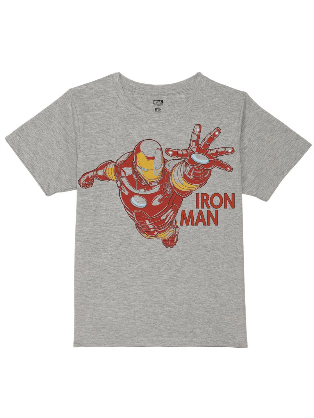 Marvel by Wear Your Mind Boys Iron Man Printed Pure Cotton T-shirt, Grey