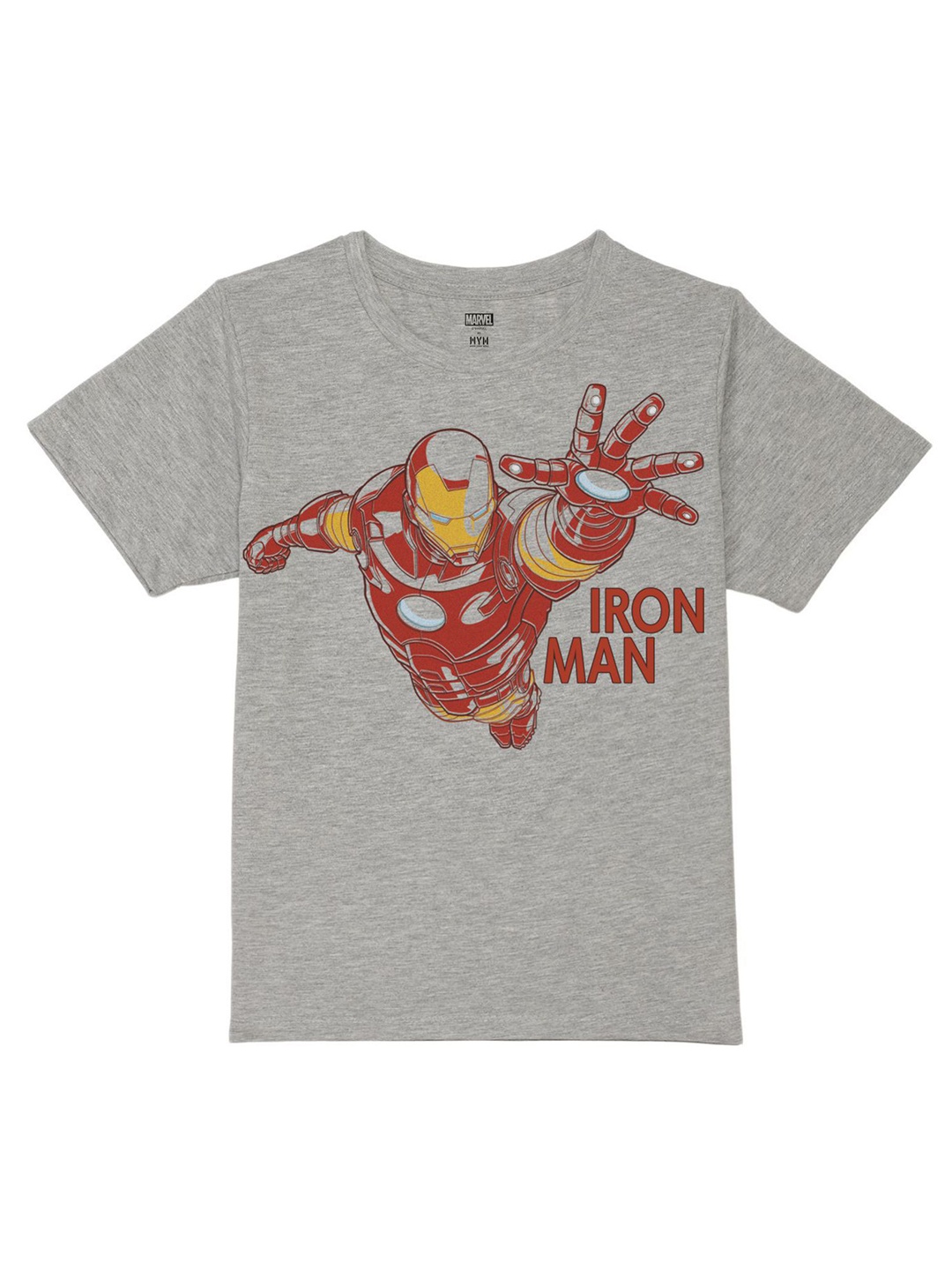 

Marvel by Wear Your Mind Boys Iron Man Printed Pure Cotton T-shirt, Grey melange