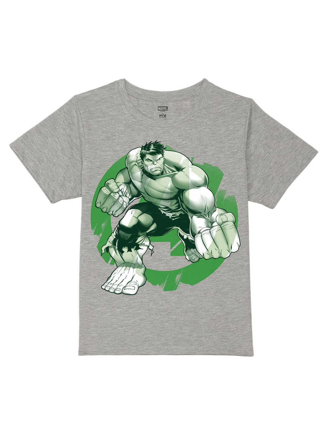 

Marvel by Wear Your Mind Boys Hulk Graphic Printed Pure Cotton T-shirt, Grey