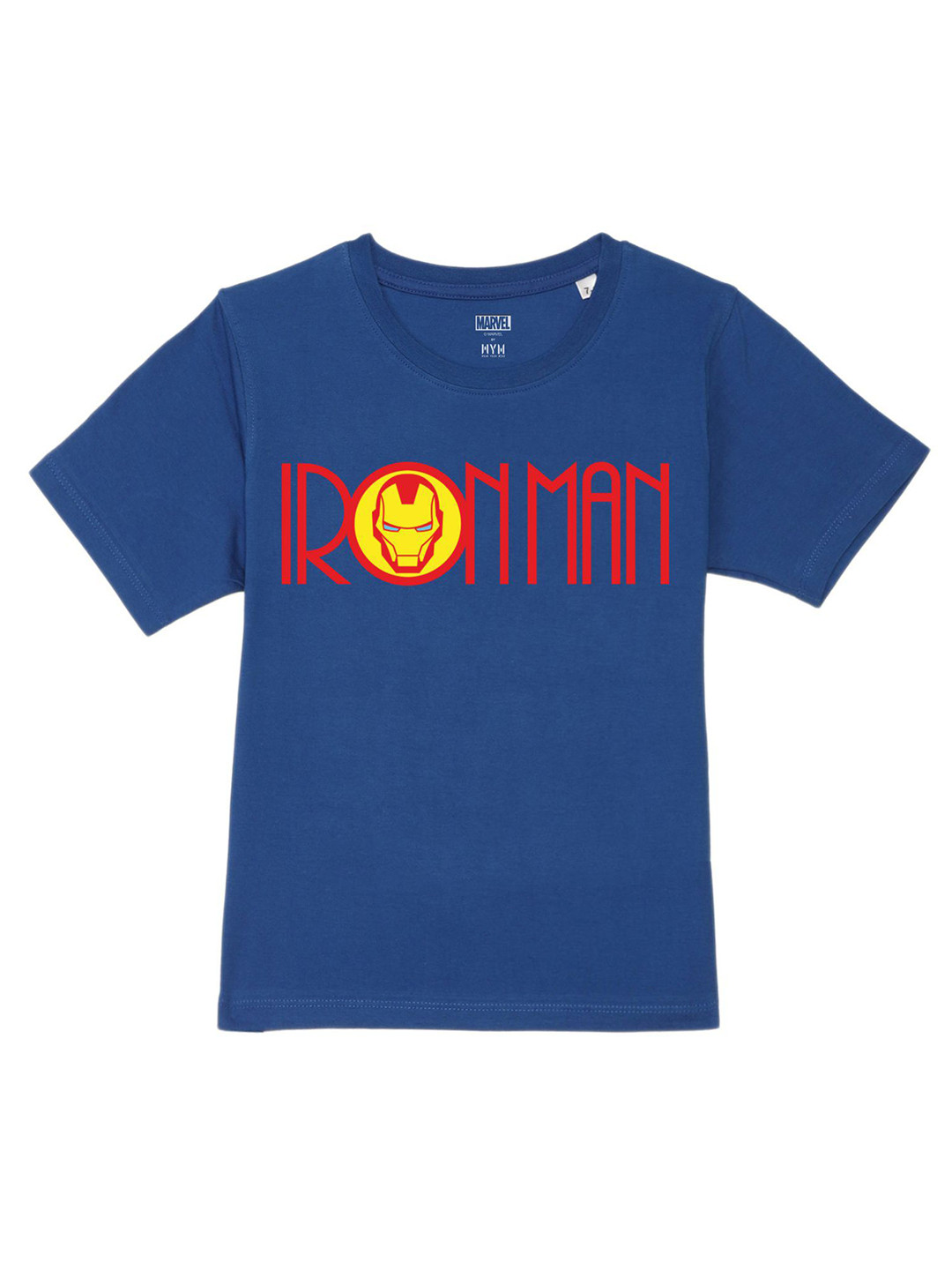 

Marvel by Wear Your Mind Boys Iron Man Typography Printed Pure Cotton T-shirt, Blue