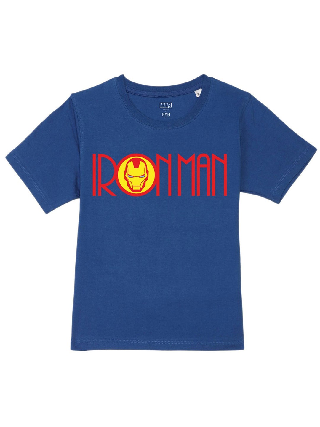 

Marvel by Wear Your Mind Boys Iron Man Typography Printed Pure Cotton T-shirt, Blue