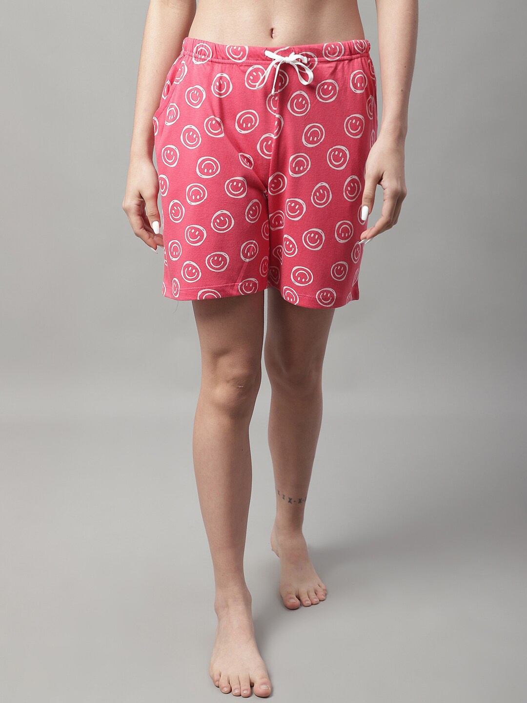 

Kanvin Women Printed Lounge Shorts, Pink