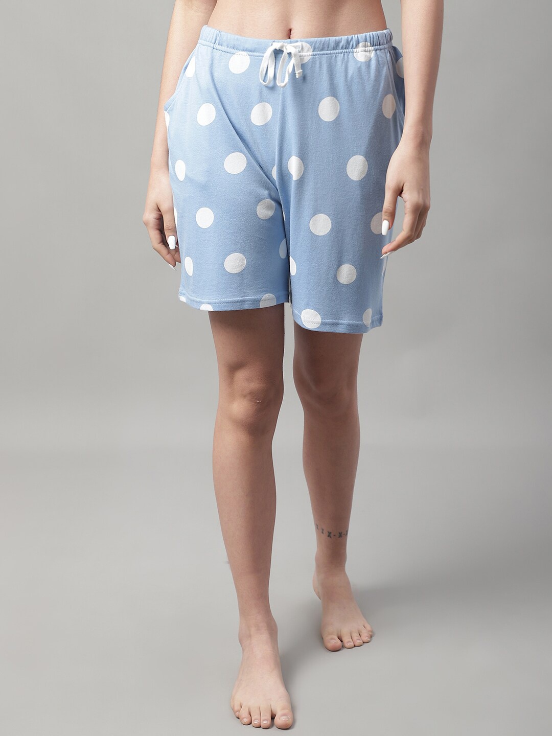 

Kanvin Women Printed Lounge Shorts, Blue