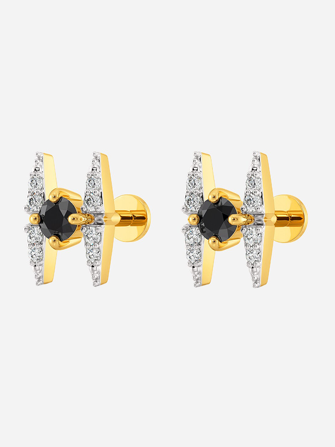 

MELORRA Into the Night Rhodium-Plated 18KT Gold Diamond Stud Earrings-1.93gm