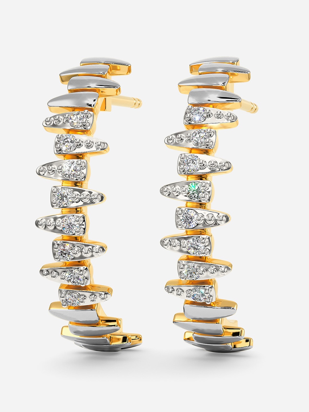 

MELORRA Zip n Zoom Diamond-Studded 18KT Gold Earrings - 3.63 gm