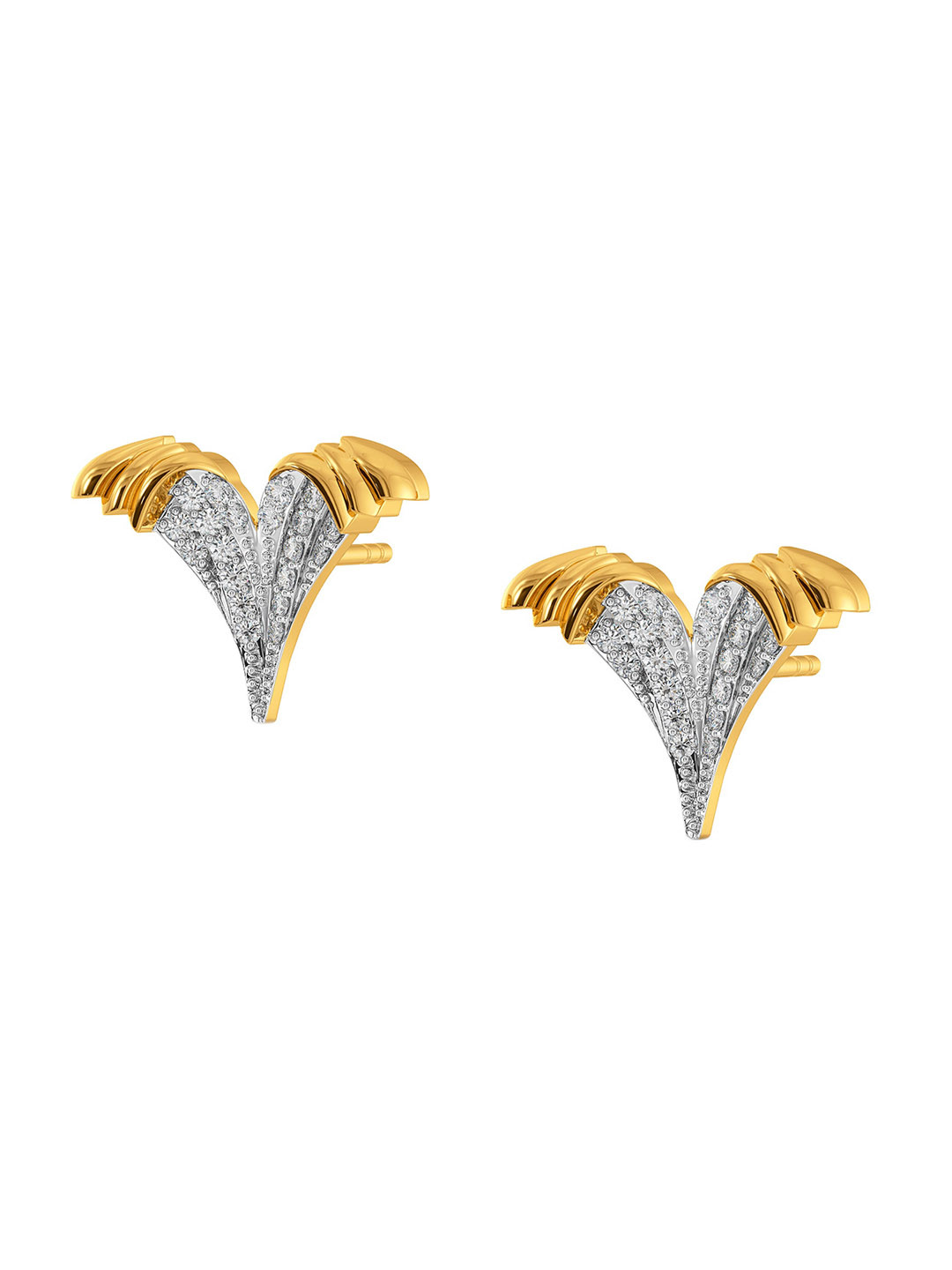 

MELORRA Embrace The Edge Rhodium-Plated 18KT Gold Diamond Stud Earrings-3.25gm