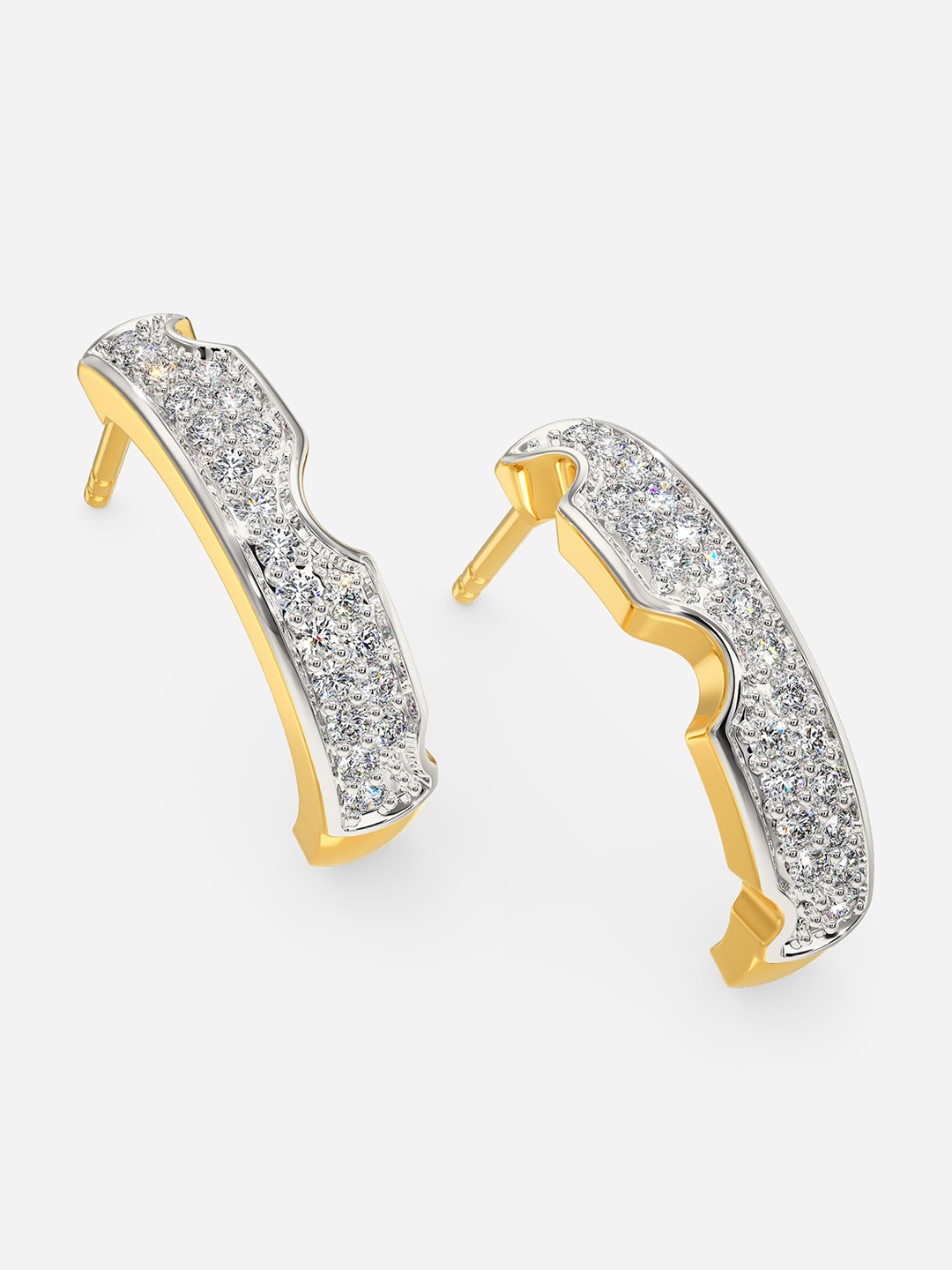 

MELORRA Camo Army Rhodium-Plated Diamond-Studded 18KT Gold Earrings - 2.45 gm