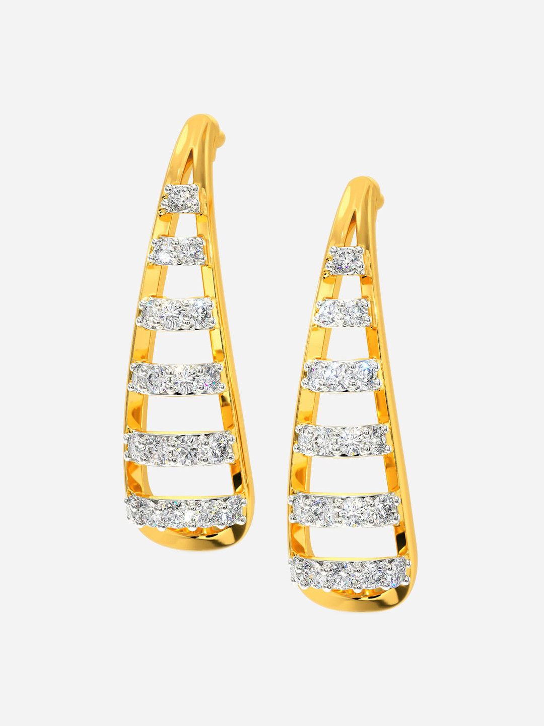 

MELORRA Volume Up Rhodium-Plated Diamond-Studded 18KT Gold Earrings - 2.25 gm