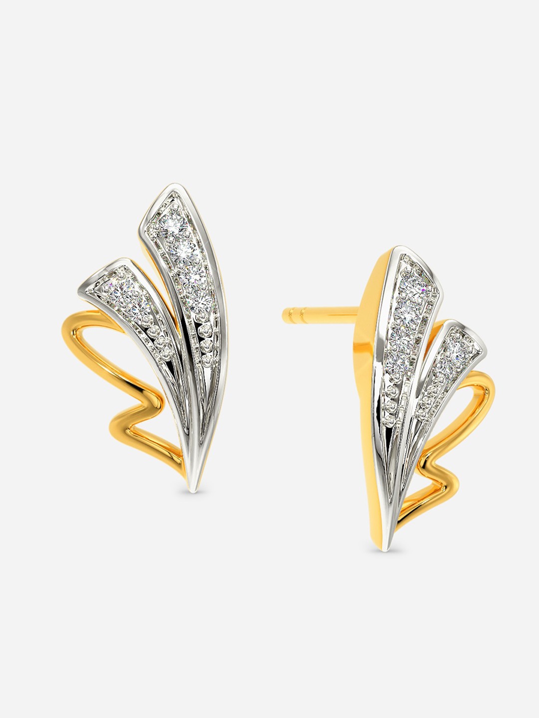 

MELORRA Colours Of Spring Rhodium-Plated Diamond-Studded 18KT Gold Earrings - 2.94 gm