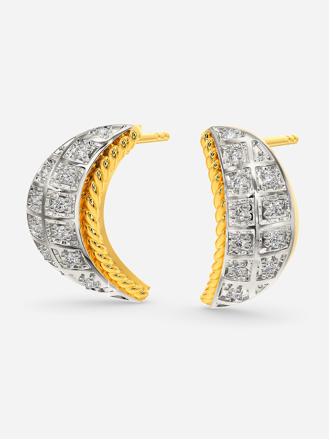 

MELORRA Peace O Sixties Rhodium-Plated 18KT Gold Diamond-Studded Earrings - 3.67 gm