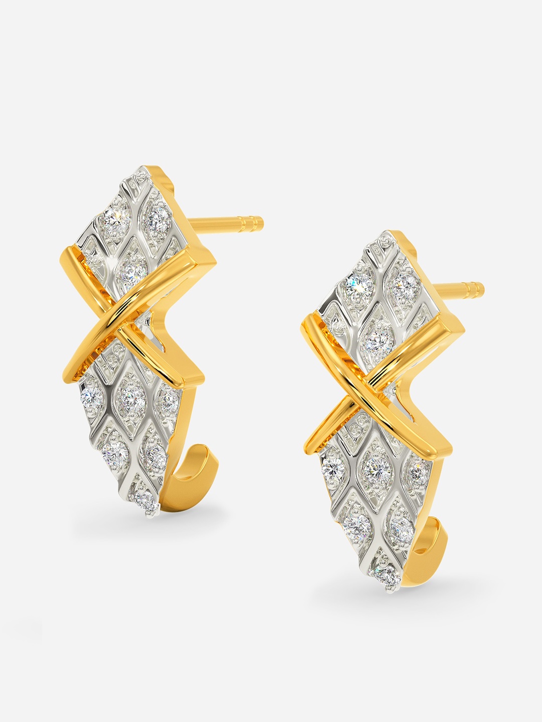 

MELORRA Knit-It-Up Diamond-Studded Rhodium-Plated 18KT Gold Drop Earrings-3.14gm
