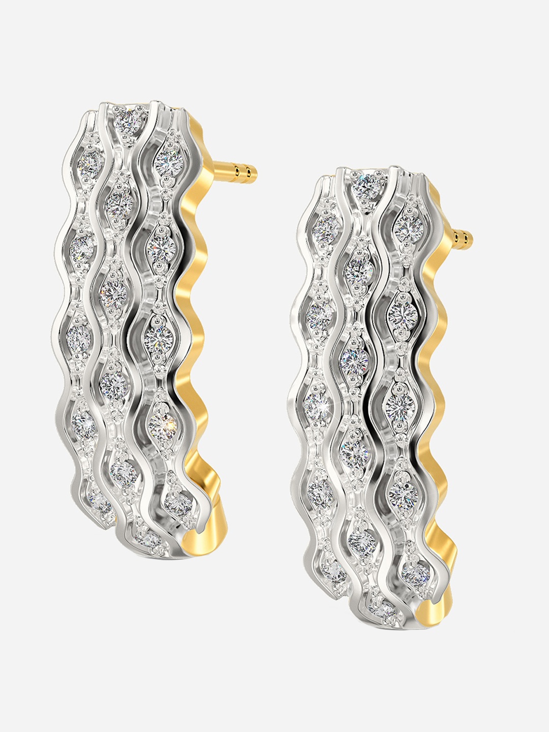

MELORRA Cardigan Chic Diamond-Studded Rhodium-Plated 18KT Gold Drop Earrings-3.65gm