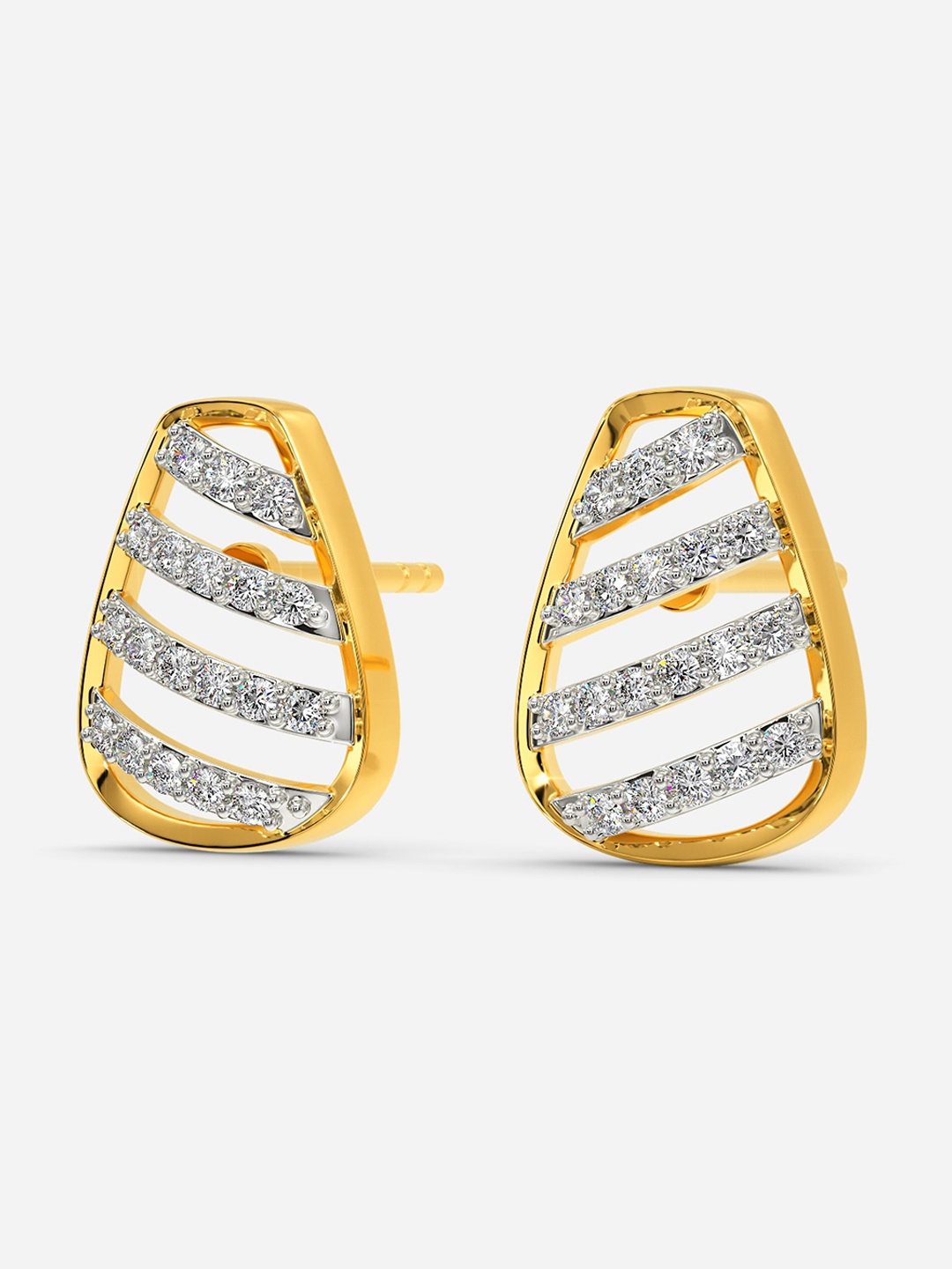 

MELORRA Big Drama Energy Diamond-Studded Rhodium-Plated 18KT Gold Stud Earrings-2.26gm