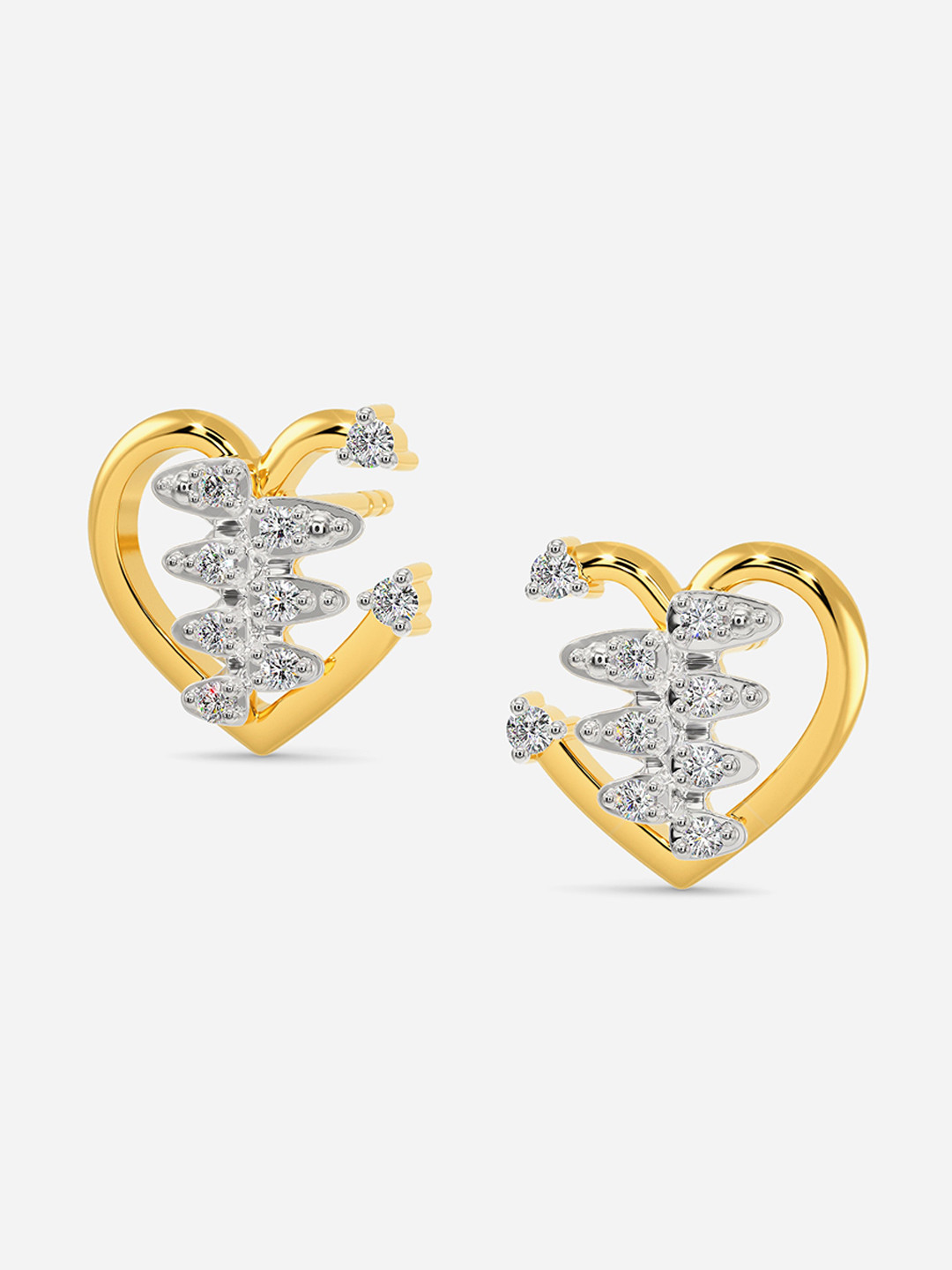 

MELORRA Zippered Love Rhodium-Plated 18KT Gold Diamond-Studded Earrings - 2.4 gm