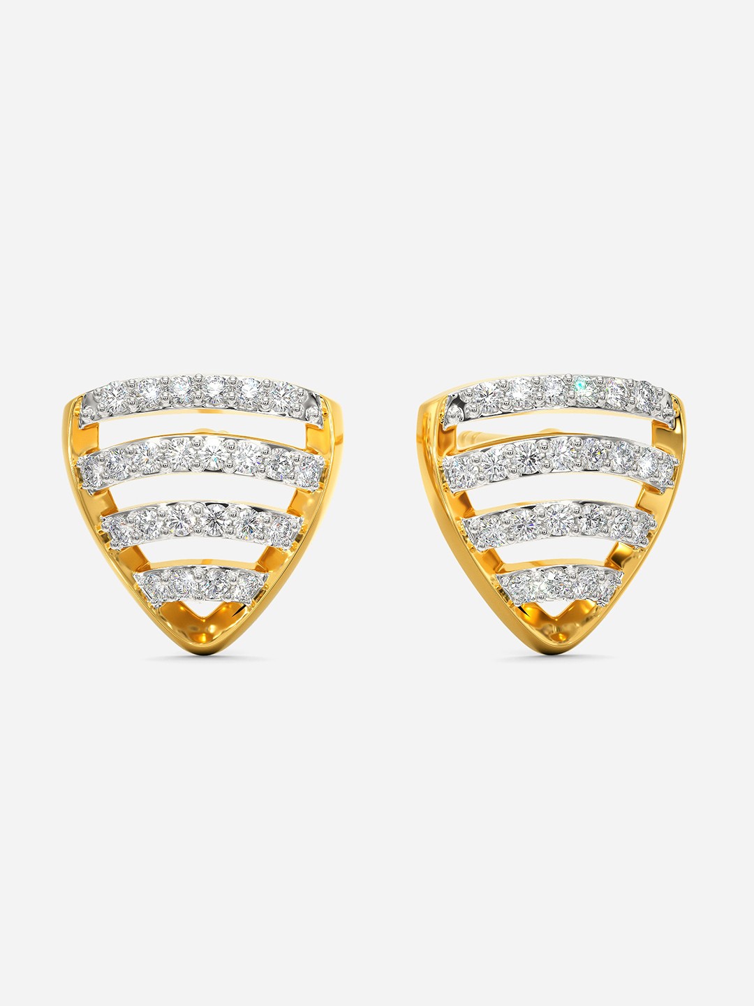 

MELORRA Volume Vines Diamond-Studded Rhodium-Plated 18KT Gold Stud Earrings-2.12gm