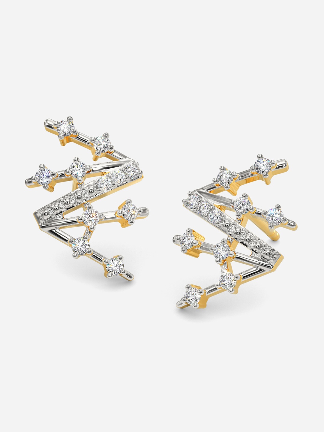 

MELORRA Glitter Chic Diamond Studded Rhodium plated 18KT Gold Earrings-2.44gm
