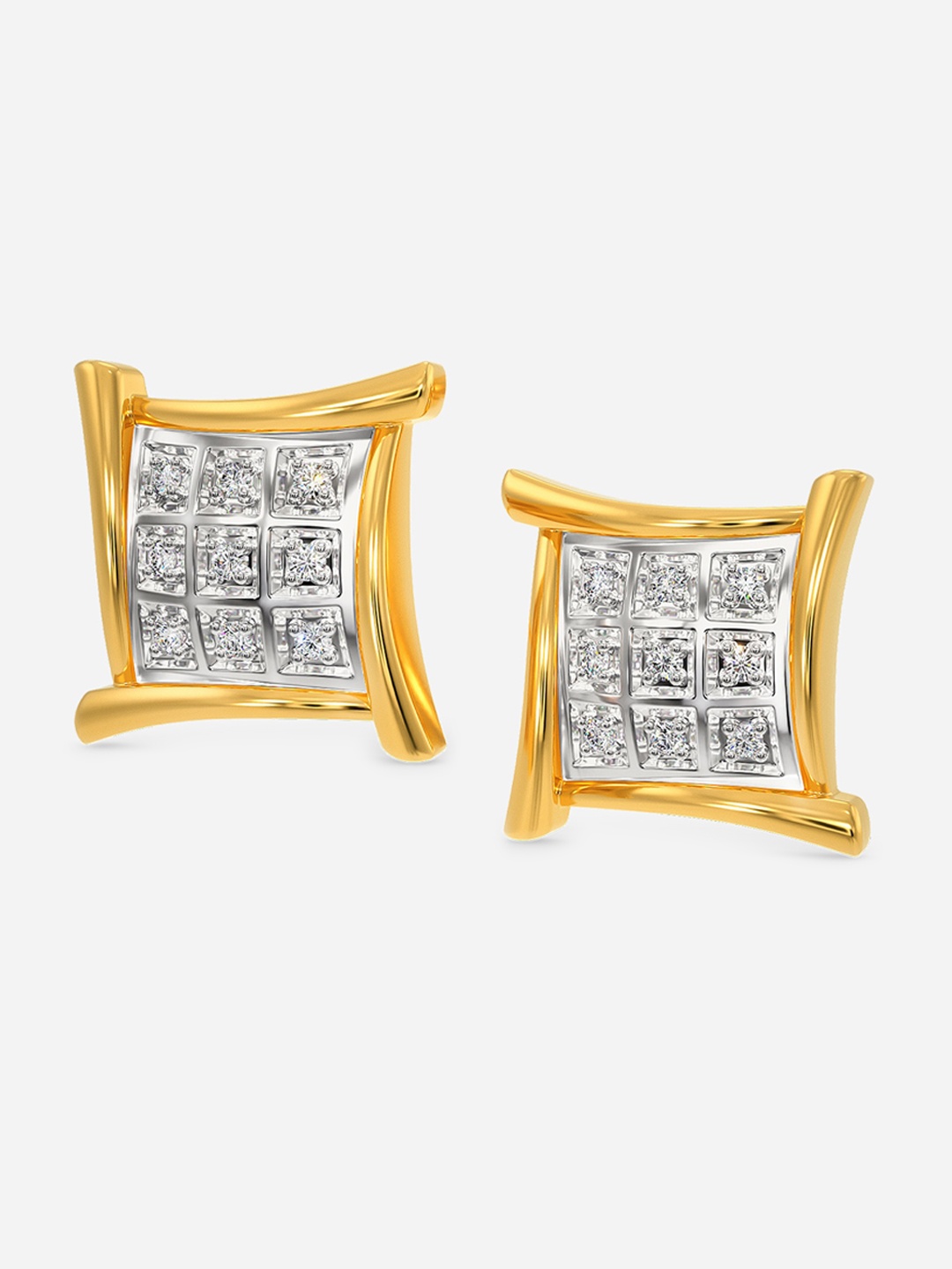 

MELORRA Iconic Detour Diamond Studded Rhodium plated 18KT Gold Earrings-4.7gm