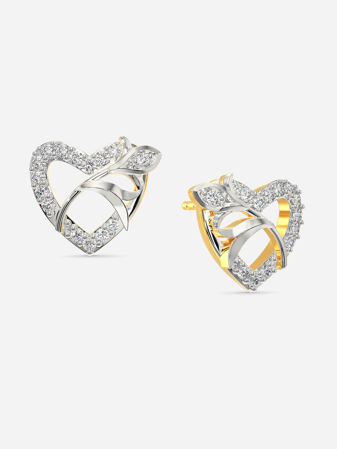 

MELORRA Fairytale Romance Diamond-Studded Rhodium-Plated 18KT Gold Studs Earrings- 2.53 gm