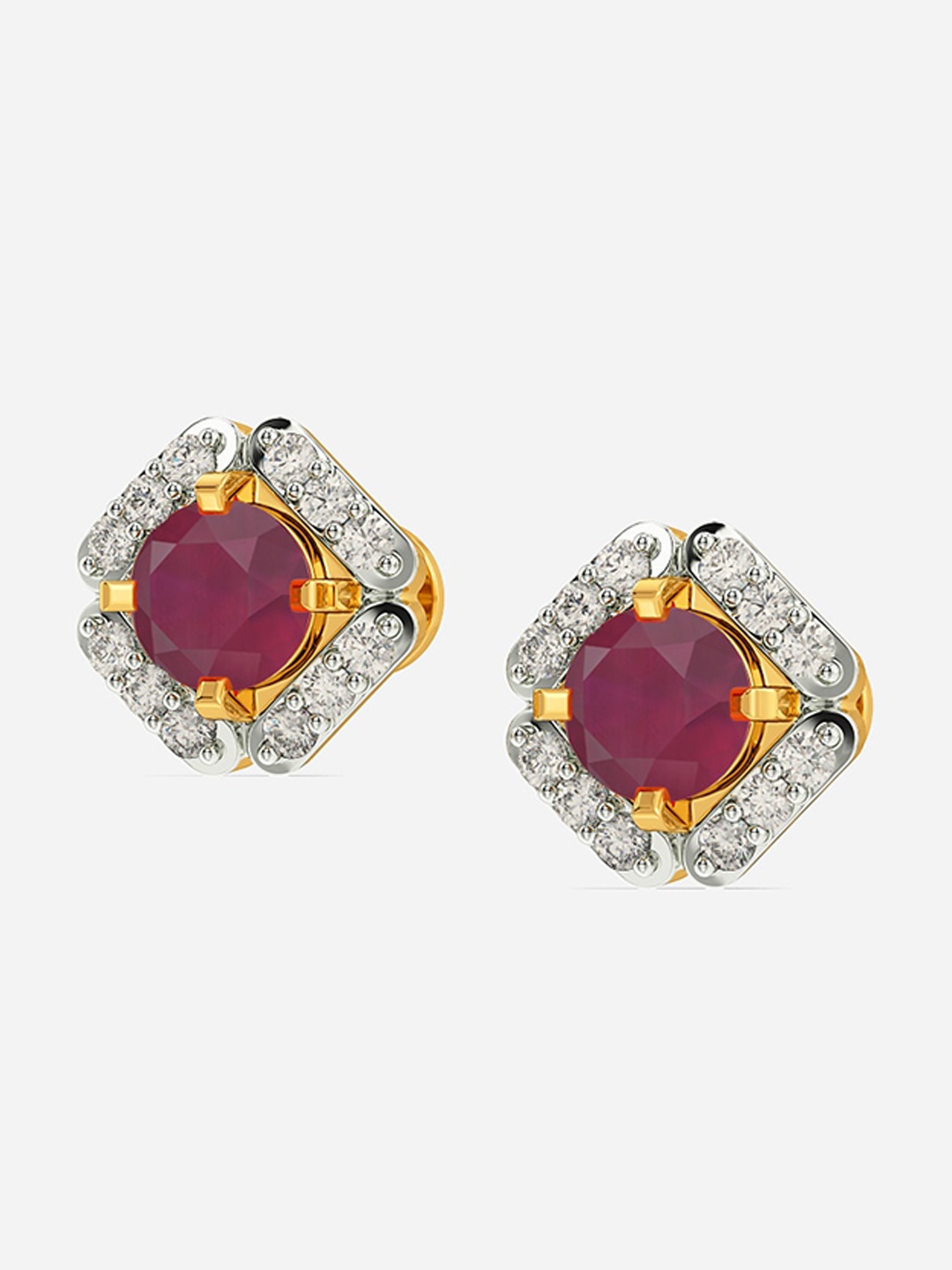 

MELORRA Ruby Ride Diamond Studded Rhodium plated 18KT Gold Earrings-2.07gm