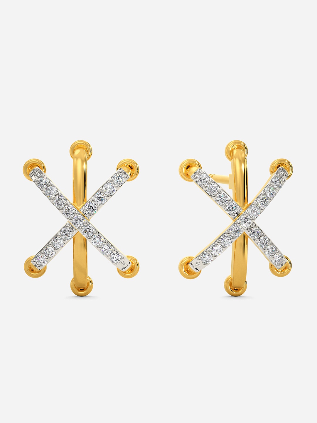 

MELORRA Hidden Knot Lace Diamond Studded Rhodium plated 18KT Gold Earrings-2.29gm