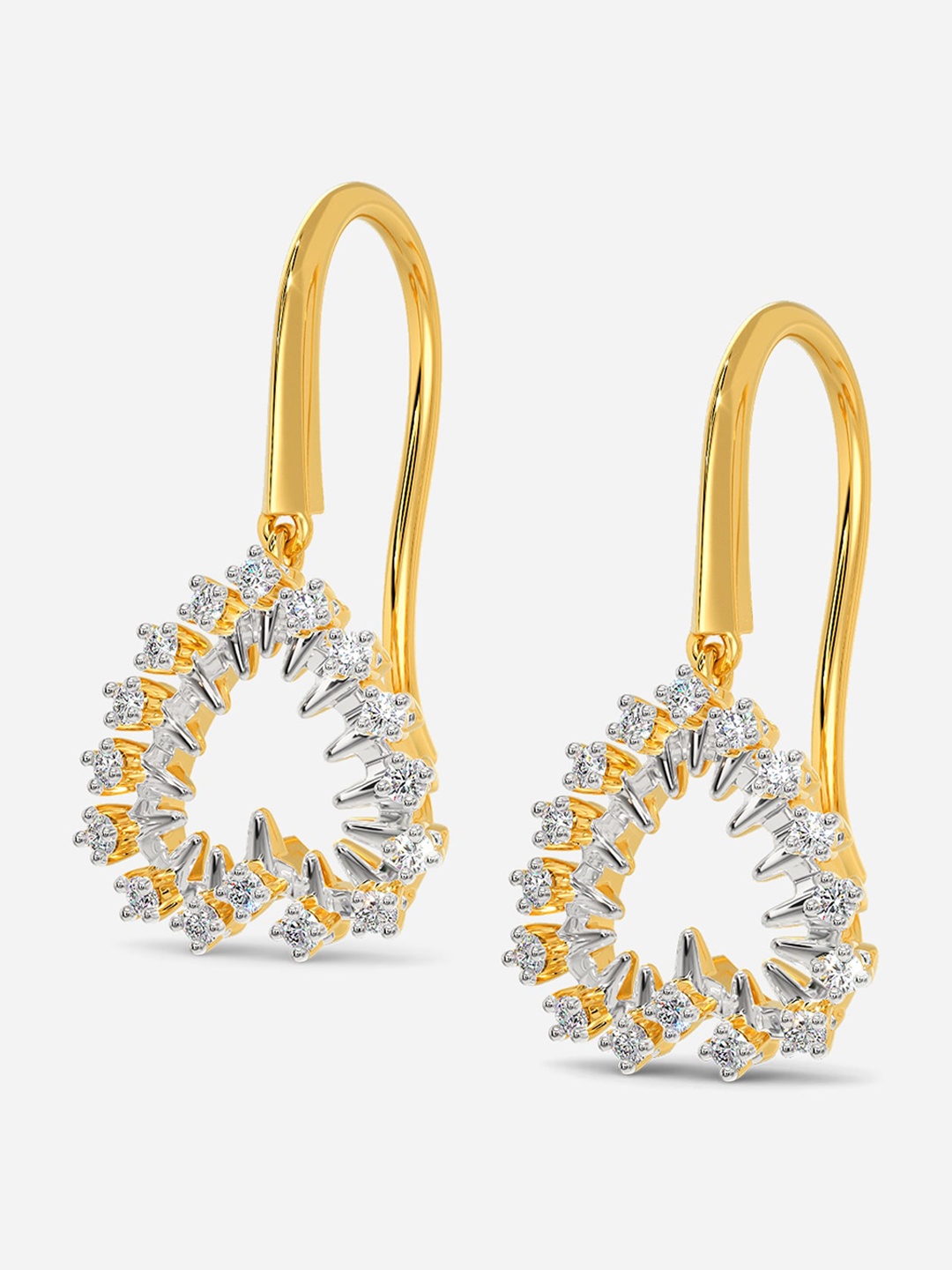 

MELORRA Zippered Romance Diamond Studded Rhodium plated 18KT Gold Earrings-2.57gm