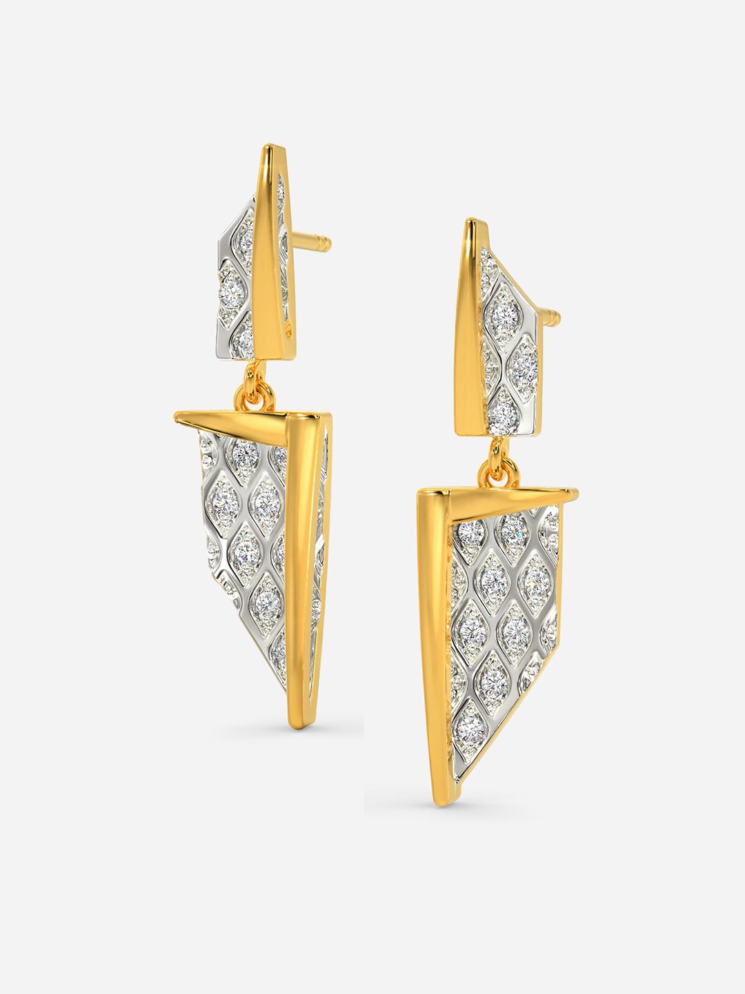 

MELORRA Knitly Attached Rhodium-Plated 18KT Gold Diamond-Studded Earrings - 4.18 gm
