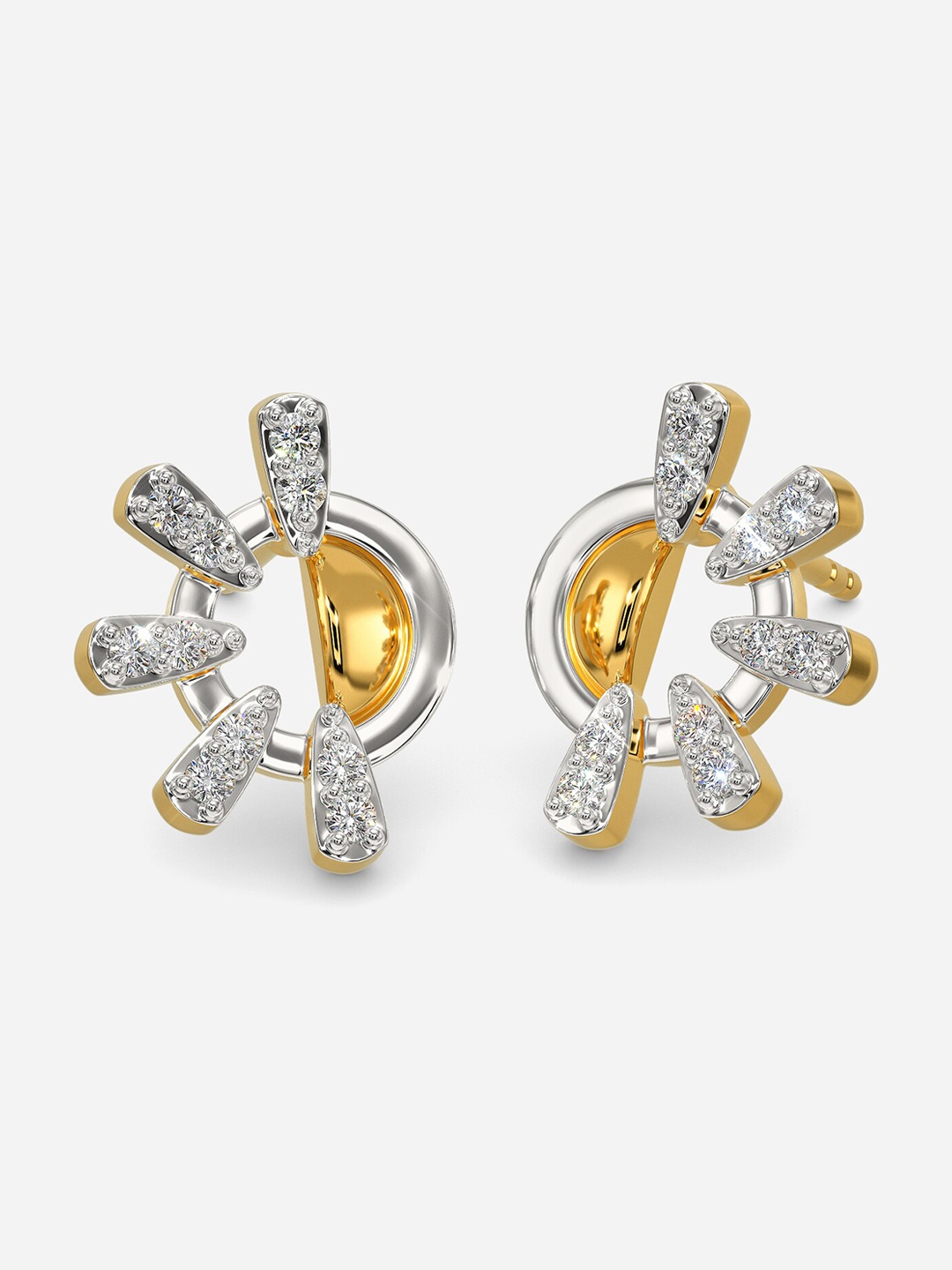 

MELORRA Zippy Chic Diamond-Studded Rhodium-Plated 18KT Gold Studs Earrings- 2.37 gm