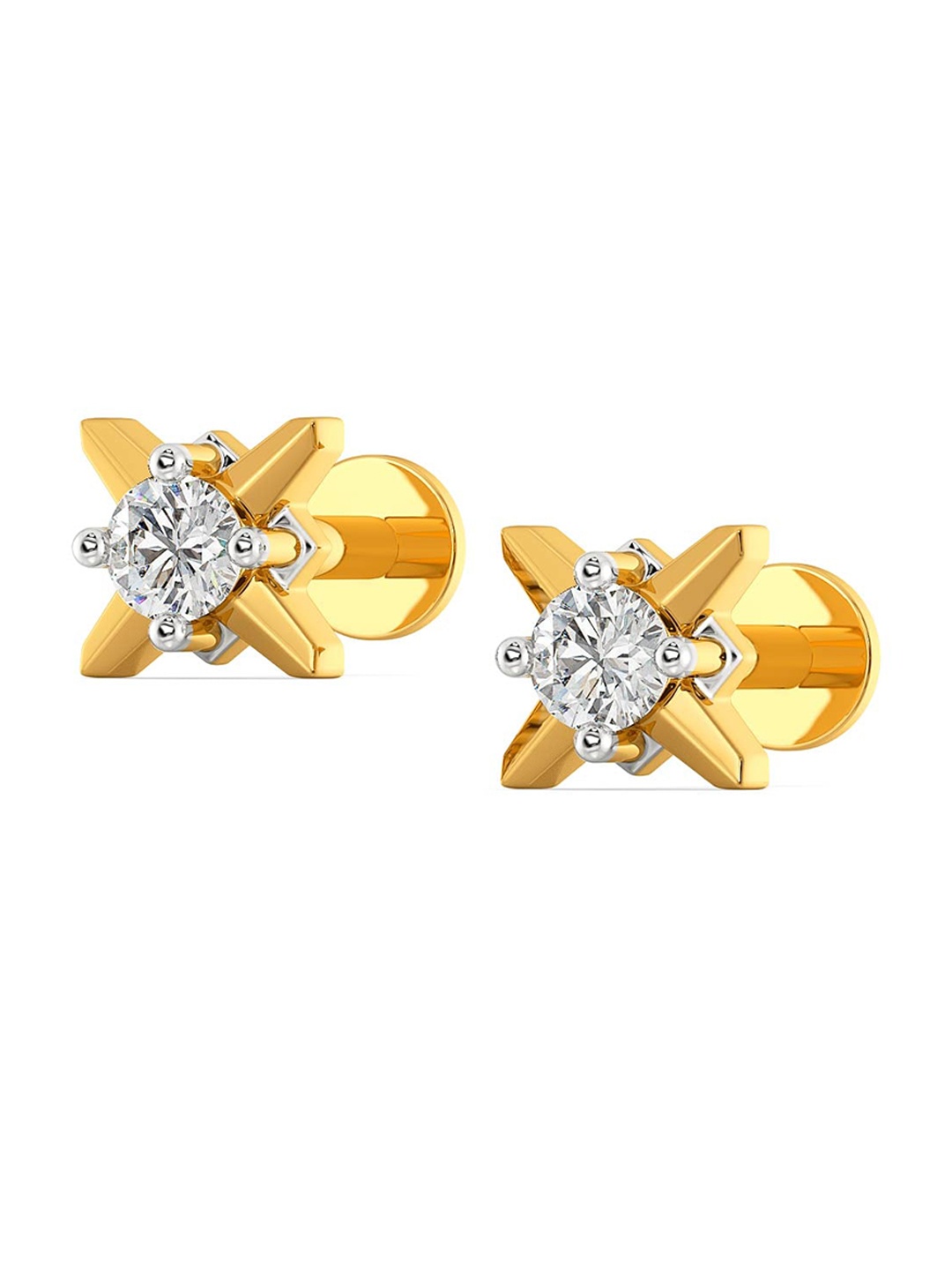 

MELORRA Glint A Wink Diamond Studded Rhodium plated 18KT Gold Stud Earrings-1.2gm