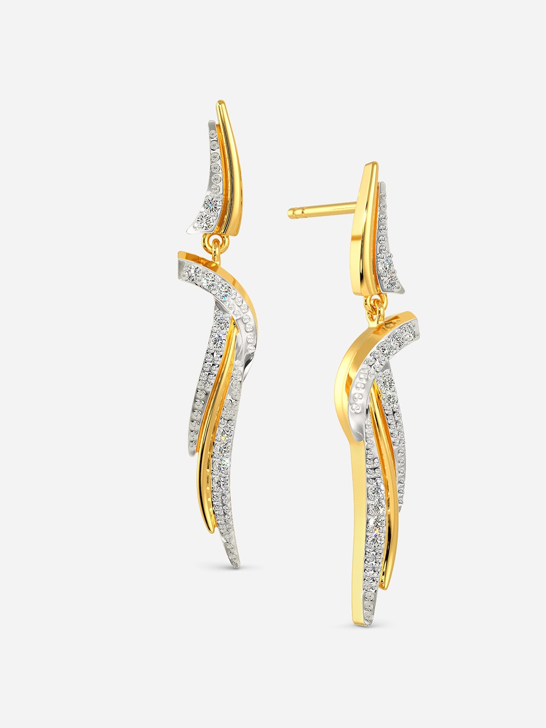 

MELORRA Toasty Vibes Diamond Studded Rhodium plated 18KT Gold Earrings-3.92gm