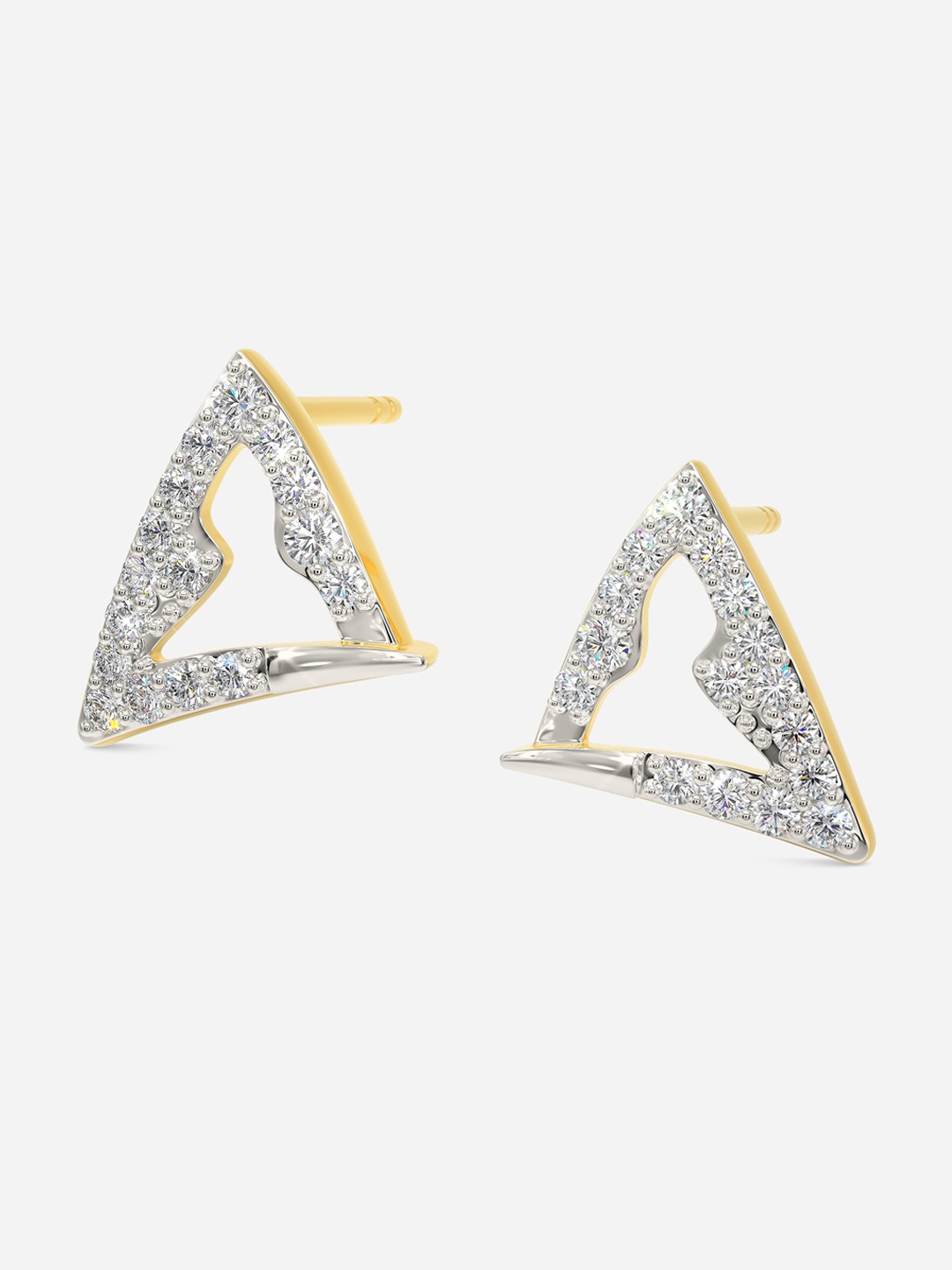 

MELORRA Tough Terrains Diamond-Studded Rhodium-Plated 18KT Gold Stud Earrings-2.18gm
