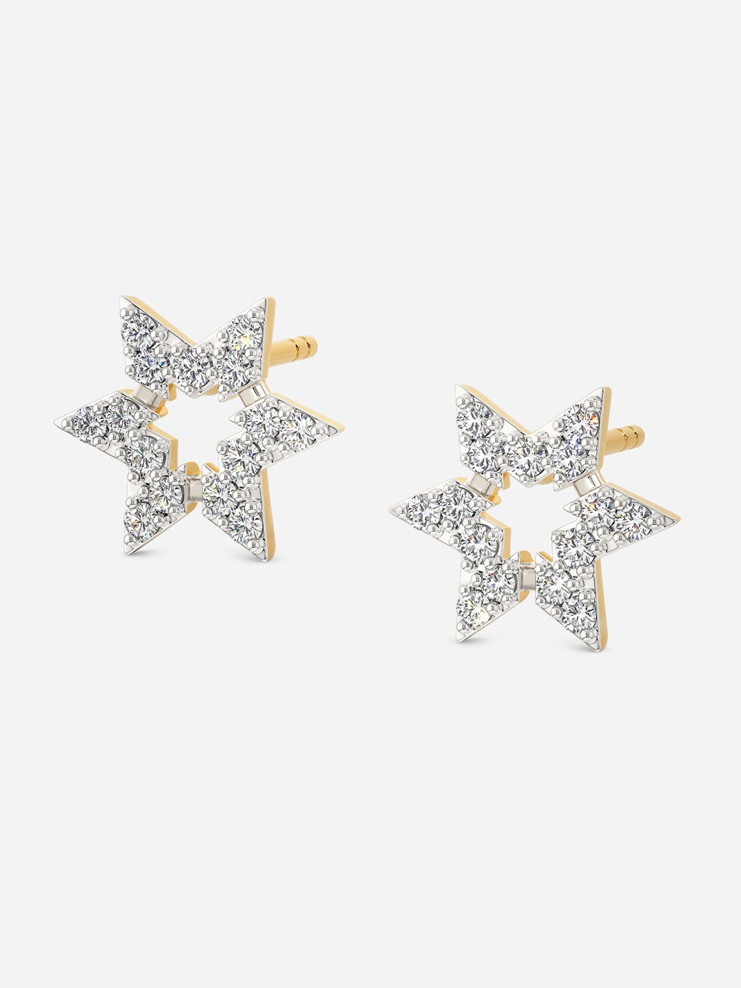 

MELORRA Logo Love Diamond-Studded Rhodium-Plated 18KT Gold Stud Earrings-1.57gm