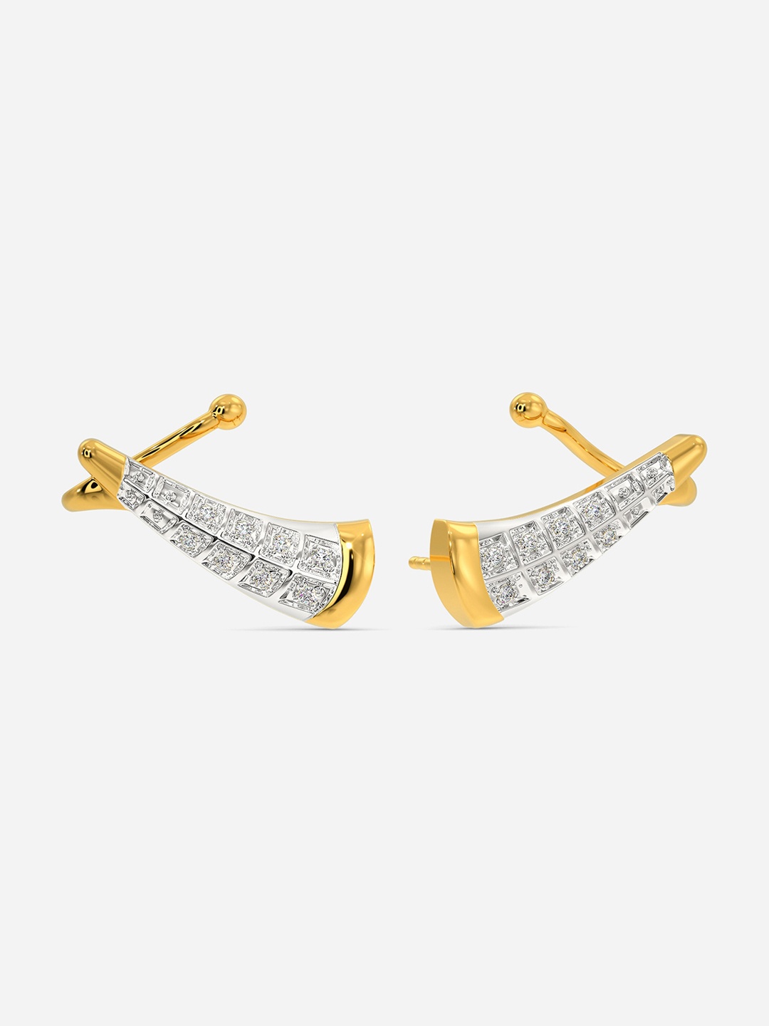 

MELORRA Groovy Vibes Diamond Studded Rhodium plated 18KT Gold Earrings-4.88gm