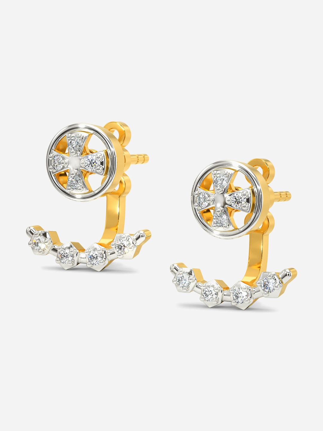 

MELORRA Braided Dreams Diamond-Studded Rhodium-Plated 18KT Gold Studs Earrings- 2.45 gm