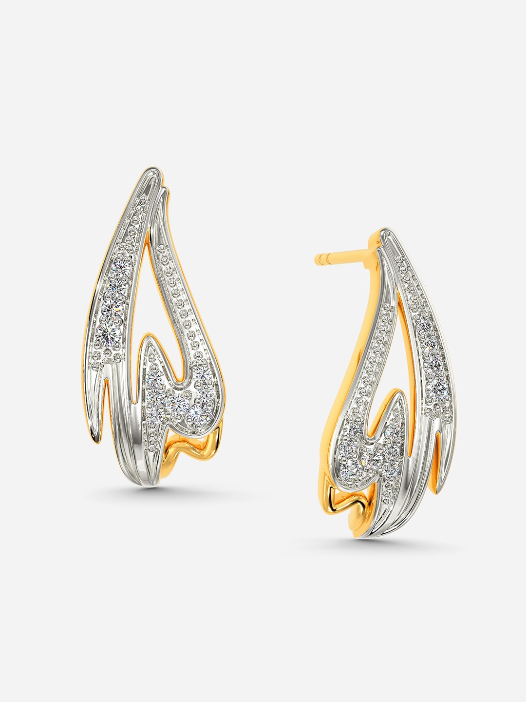 

MELORRA Colours Of Spring Diamond-Studded Rhodium-Plated 18KT Gold Drop Earrings-3.68gm