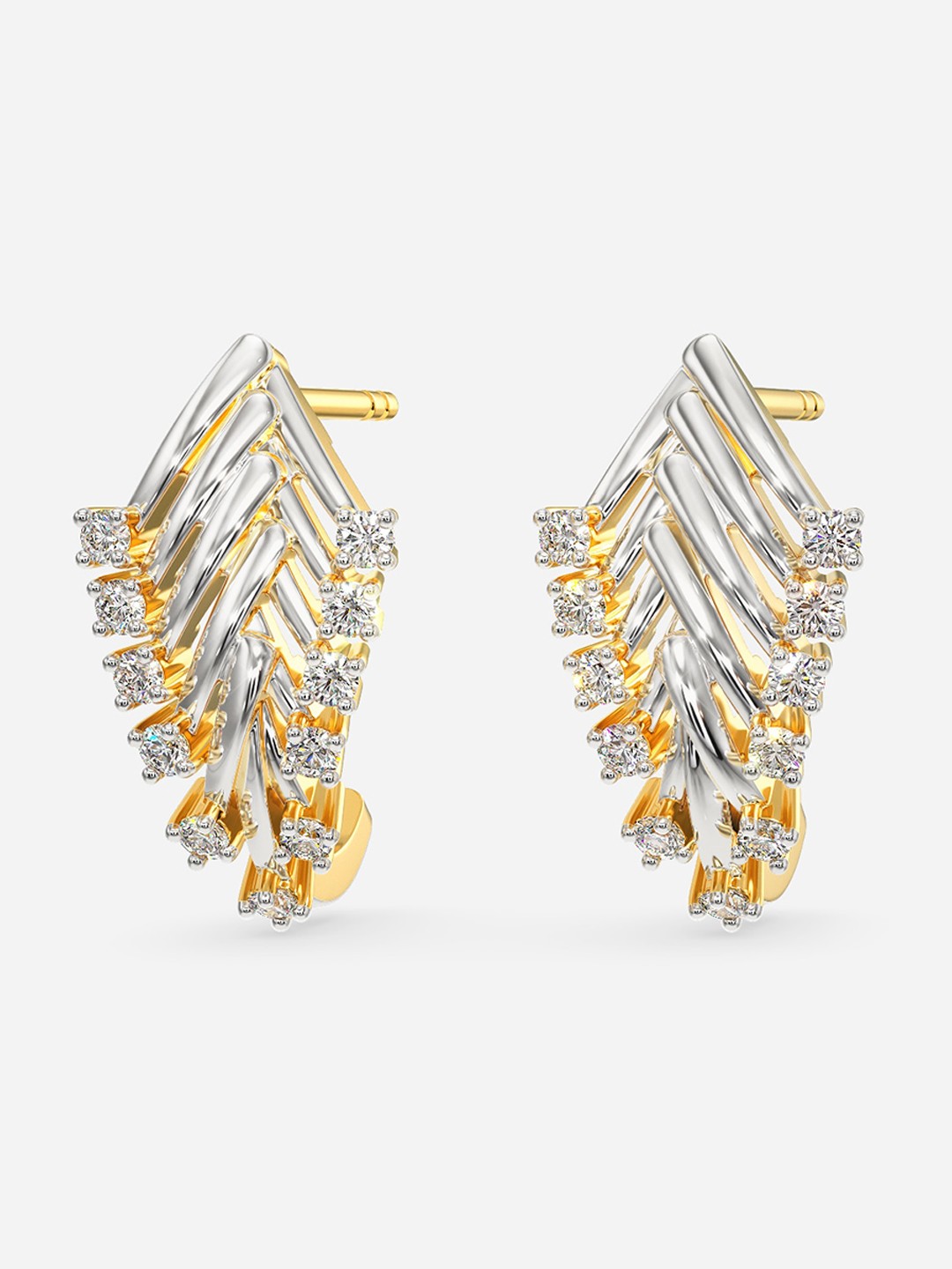 

MELORRA Shimmer n Shimmy Diamond-Studded Rhodium-Plated 18KT Gold Stud Earrings-3.0gm