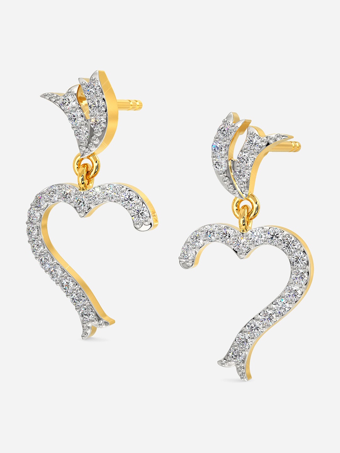 

MELORRA Sprinkle of Romance Diamond-Studded Rhodium-Plated 18KT Gold Drop Earrings-2.14 gm