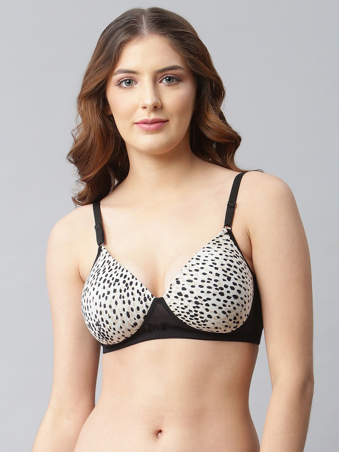 

CUKOO Animal Full Coverage Lightly Padded Everyday Bra, Black