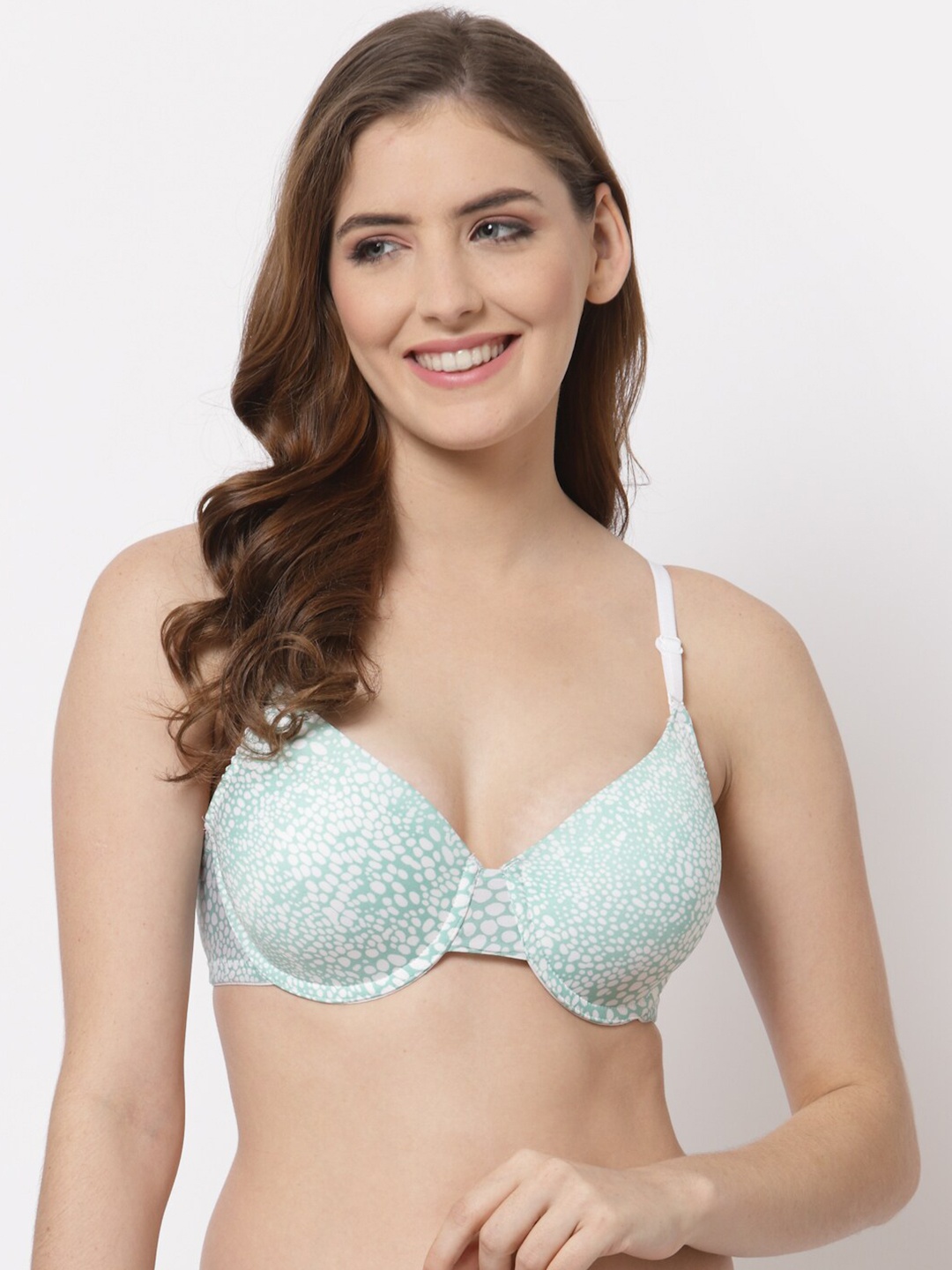 

CUKOO Graphic Full Coverage Underwired Lightly Padded Everyday Bra, Green