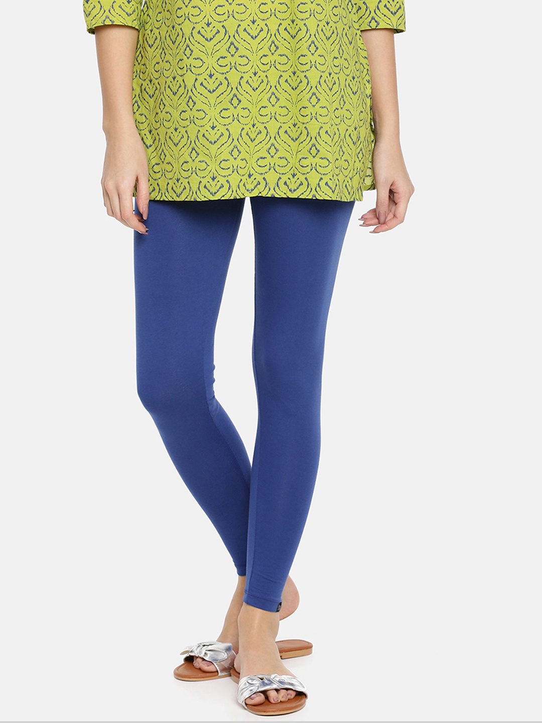 

TWIN BIRDS Women Solid Super Stretch Cotton Ankle Length Leggings, Blue
