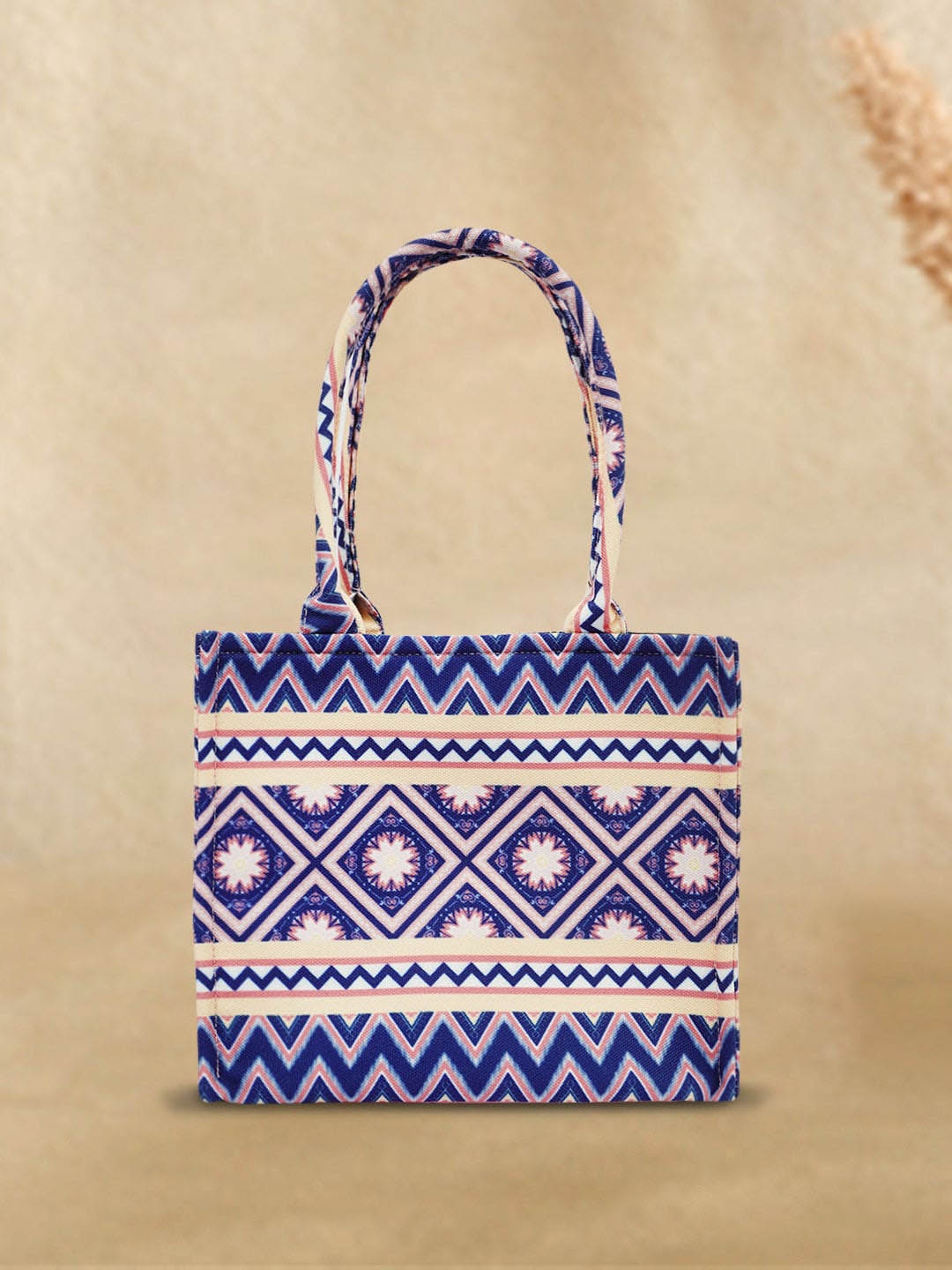 Crazy Corner Women Printed Canvas Tote Bag, Navy blue