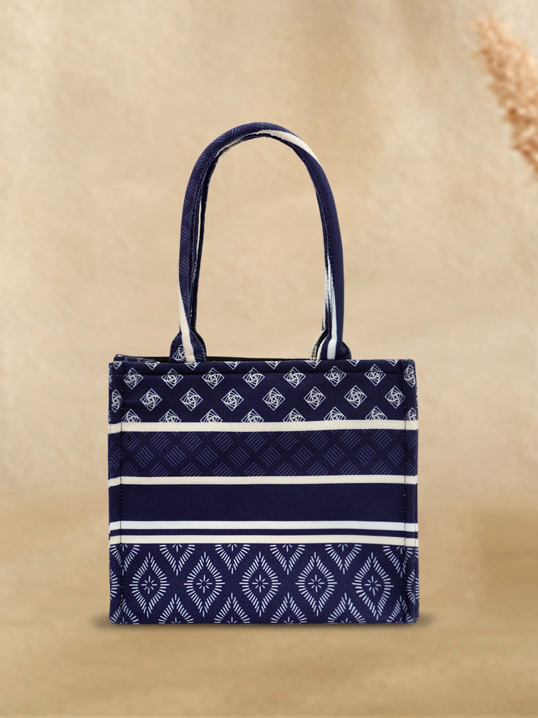 

Crazy Corner Ethnic Motif Printed Structured Handheld Bag, Blue