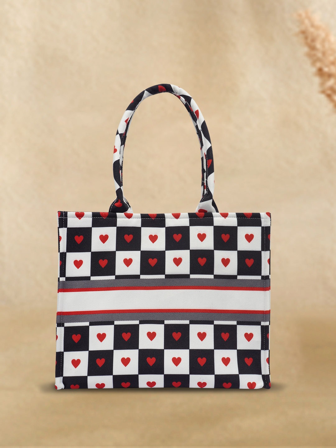 

Crazy Corner Graphic Printed Oversized Structured Handheld Bag, Black