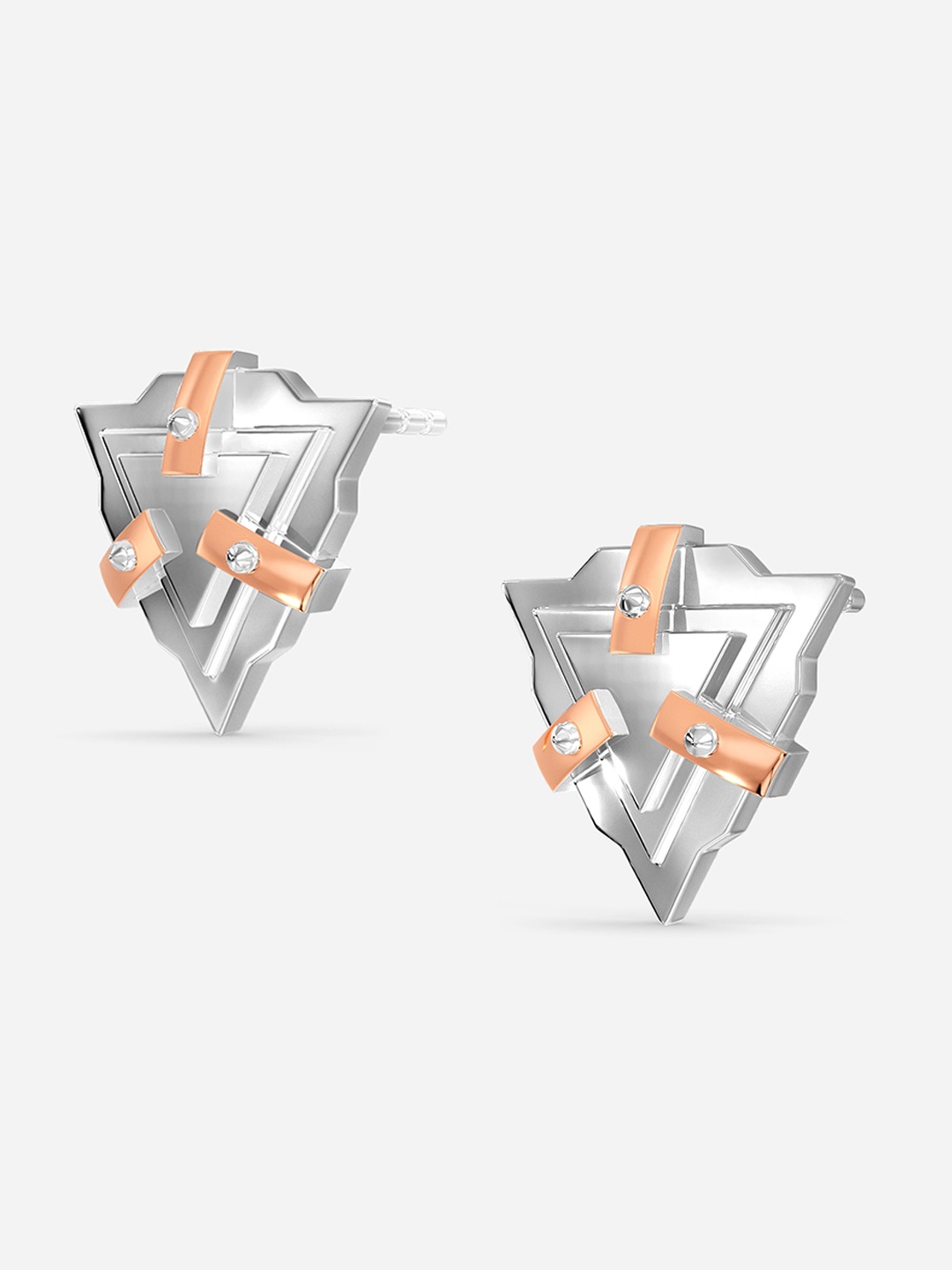 

MELORRA Break Free 18KT White And Rose Gold Earrings - 3.34 gm, Silver