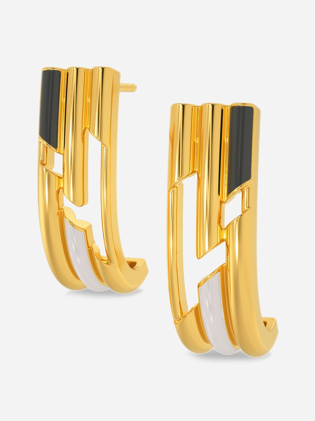 

MELORRA Chevron Play 18KT Gold Half Hoop Earrings- 4.95 gm