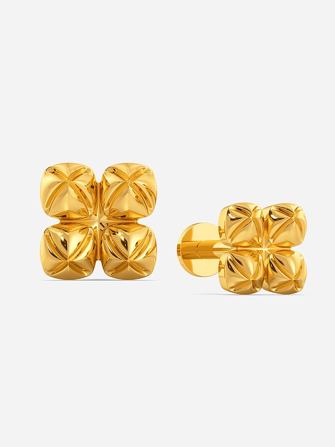 

MELORRA Floral Pyramid 18KT Gold Stud Earrings-1.65gm