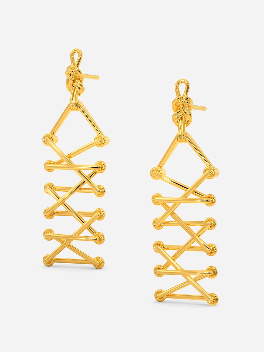 

MELORRA Double Back Lace 18KT Gold Drop Earrings- 5.19 gm
