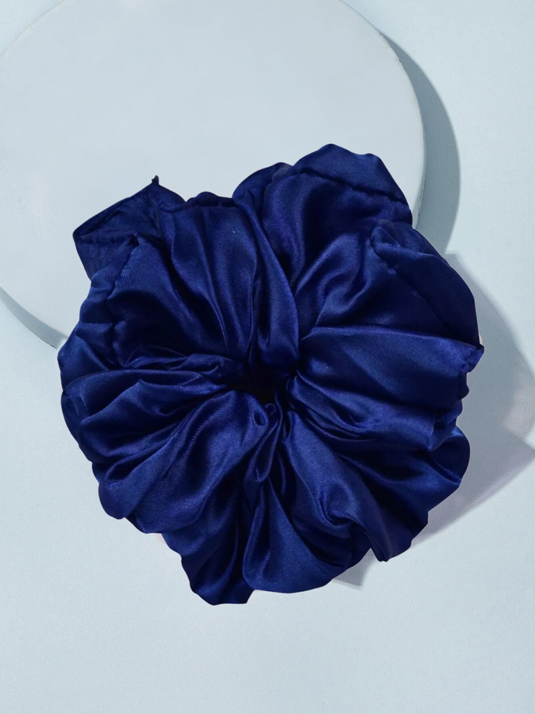 

OOMPH Women Satin Silk Volumizer Scrunchy Ponytail Holders, Navy blue