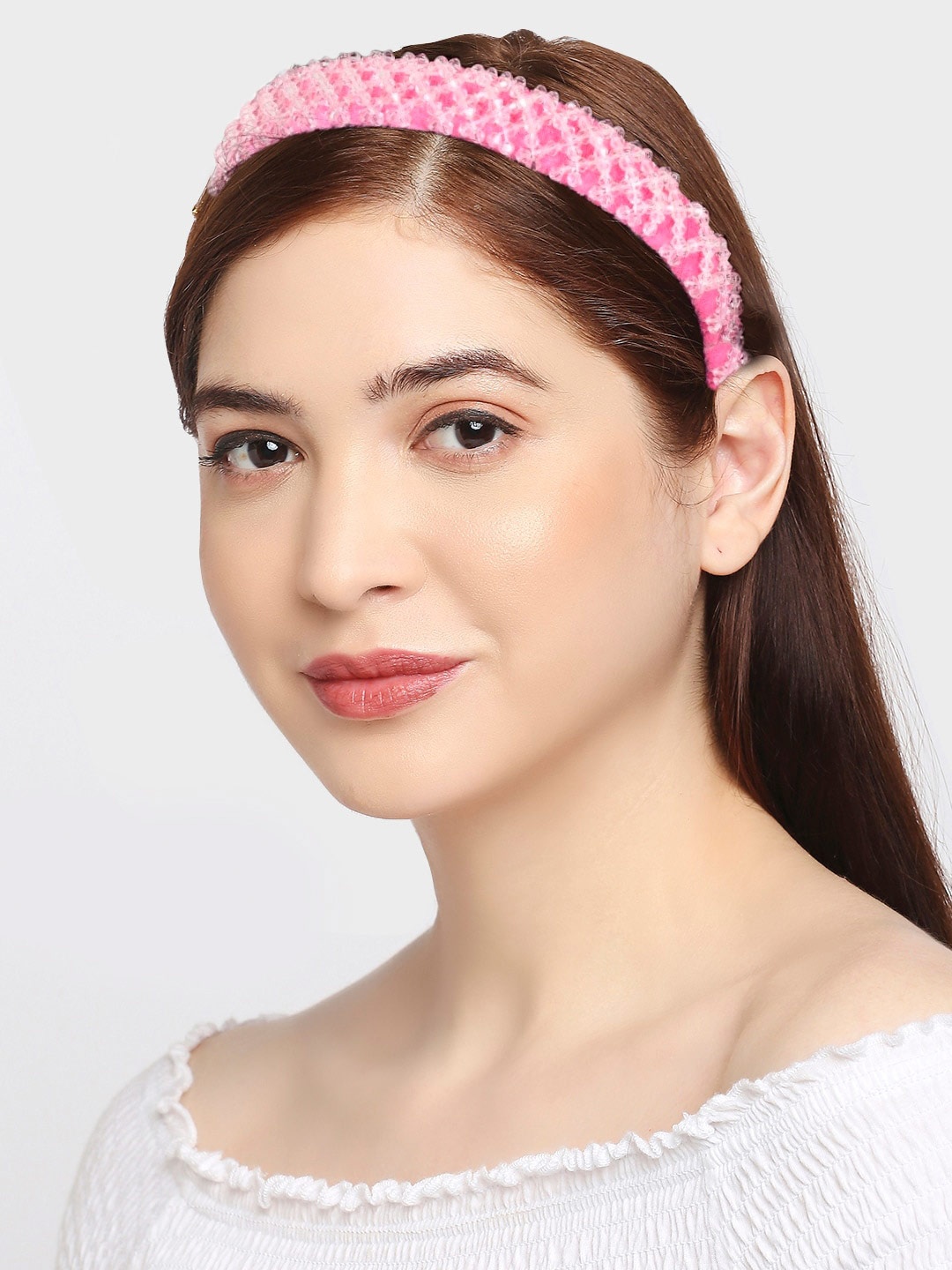 

OOMPH Women Crystal Studded Hairband, Pink